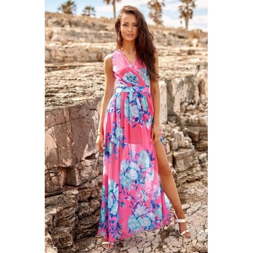 Elegancka długa sukienka w kwiaty 361/U98 ze sklepu intimiti.pl w kategorii Sukienki - zdjęcie 187892777