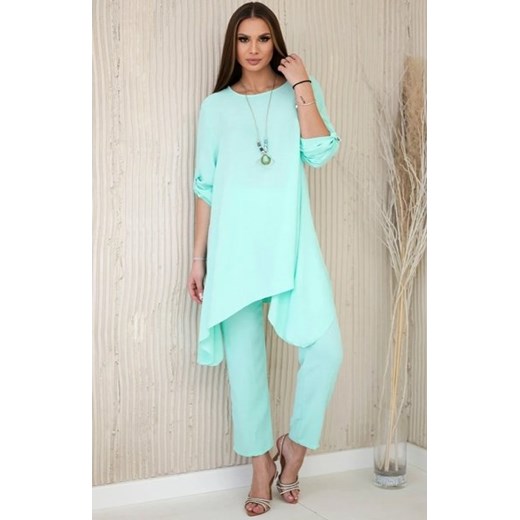 Komplet spodnie i bluzka z wisiorkiem miętowy ze sklepu intimiti.pl w kategorii Komplety i garnitury damskie - zdjęcie 187893005