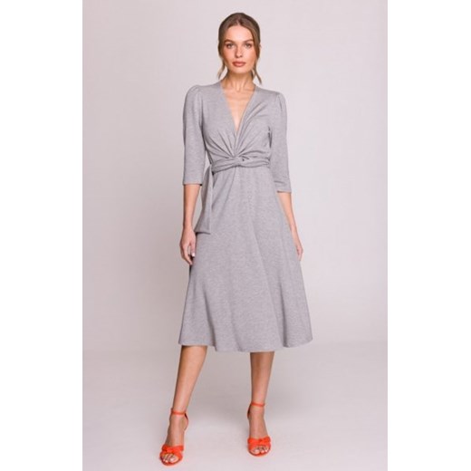Stylove S404 sukienka z przeplotem z modalu szara ze sklepu intimiti.pl w kategorii Sukienki - zdjęcie 187893018