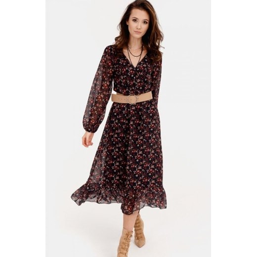 Sukienka midi z falbaną w kwiaty 0241/R13 ze sklepu intimiti.pl w kategorii Sukienki - zdjęcie 187893028