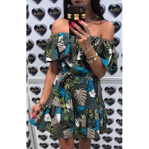 Hiszpańska sukienka z falbanami ciemny wzór ze sklepu intimiti.pl w kategorii Sukienki - zdjęcie 187893157