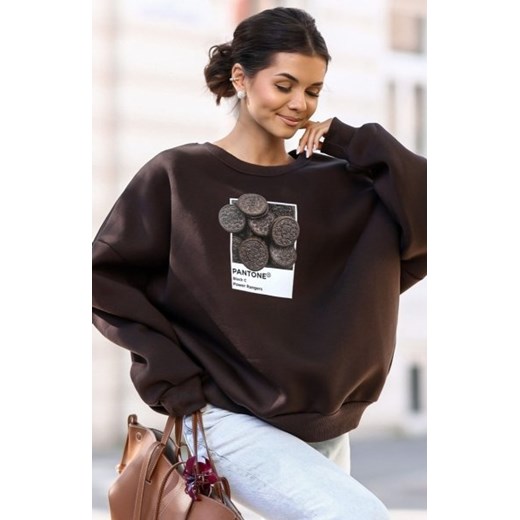 Oversizowa bluza damska Oreo czekoladowa ze sklepu intimiti.pl w kategorii Bluzy damskie - zdjęcie 187893178