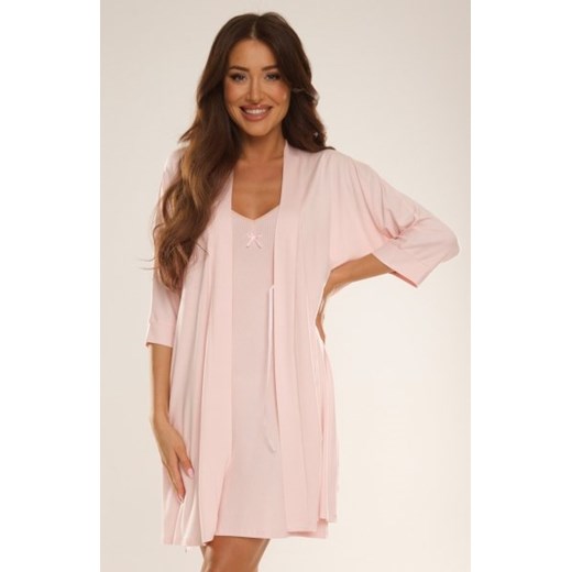 De Lafense Visa 871 szlafrok damski jasny róż ze sklepu intimiti.pl w kategorii Szlafroki damskie - zdjęcie 187893708