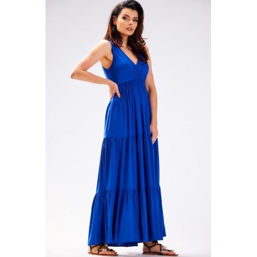 Awama A581 oversizowa sukienka maxi niebieska ze sklepu intimiti.pl w kategorii Sukienki - zdjęcie 187893747
