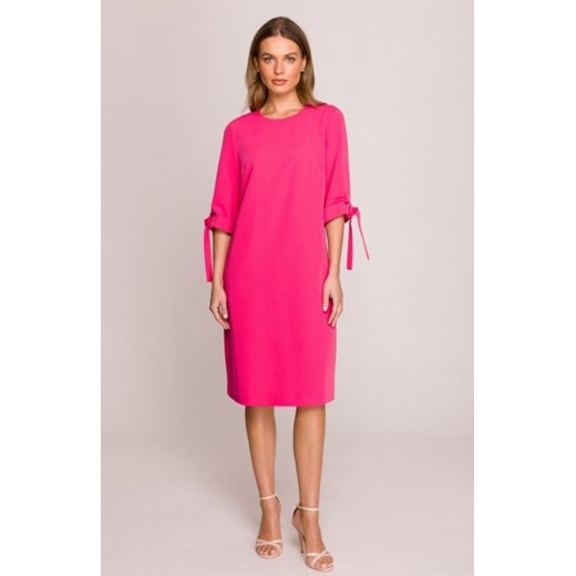 Stylove S393 sukienka z wiązanymi rękawami różowa ze sklepu intimiti.pl w kategorii Sukienki - zdjęcie 187893829