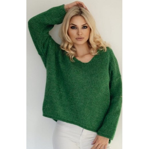 Basicowy sweter damski zielony 30080 ze sklepu intimiti.pl w kategorii Swetry damskie - zdjęcie 187894059