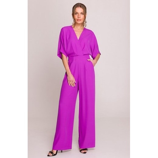 Stylove S395 kombinezon z dekoltem kopertowym fioletowy ze sklepu intimiti.pl w kategorii Kombinezony damskie - zdjęcie 187894325