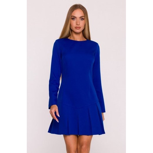 Moe sukienka z kontrafałdami chabrowa M872 ze sklepu intimiti.pl w kategorii Sukienki - zdjęcie 187894398