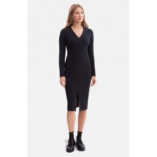 Bewear B307 sukienka z dzianiny prążkowanej czarna ze sklepu intimiti.pl w kategorii Sukienki - zdjęcie 187894479