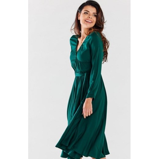 Awama rozkloszowana midi sukienka zielona A471 ze sklepu intimiti.pl w kategorii Sukienki - zdjęcie 187894678