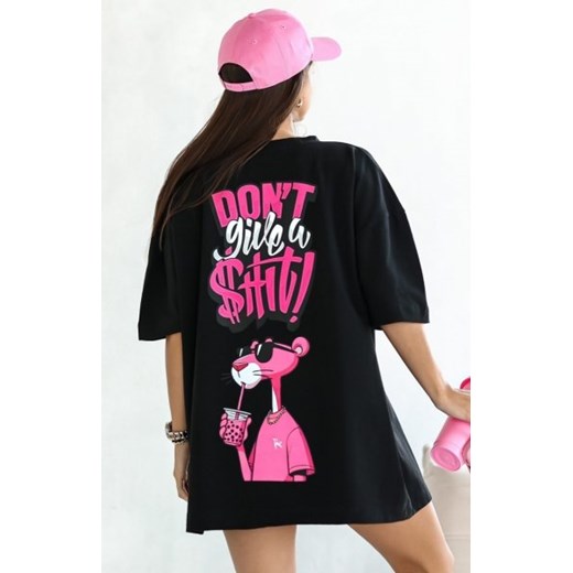 Oversizowy t-shirt Pantera Drink czarny ze sklepu intimiti.pl w kategorii Bluzki damskie - zdjęcie 187895009