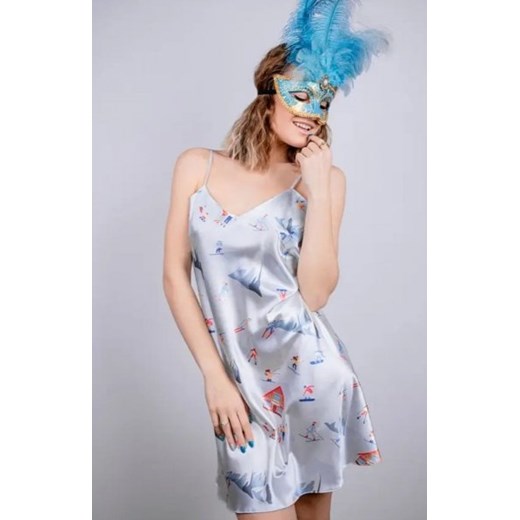 Wzorzysta koszulka nocna satynowa DK-HK/D15 ze sklepu intimiti.pl w kategorii Koszule nocne - zdjęcie 187895139