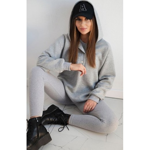 Komplet 3 w 1 bluza, top i legginsy szary ze sklepu intimiti.pl w kategorii Dresy damskie - zdjęcie 187895296