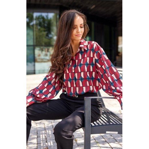 Elegancka koszula z kołnierzykiem print 0147/L82 ze sklepu intimiti.pl w kategorii Koszule damskie - zdjęcie 187895395