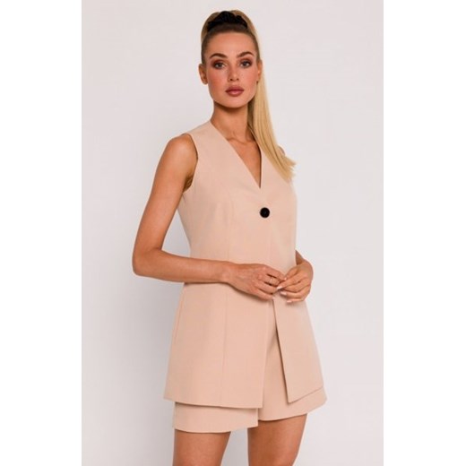 Moe kamizelka na jeden guzik beżowa M776 ze sklepu intimiti.pl w kategorii Marynarki damskie - zdjęcie 187895447