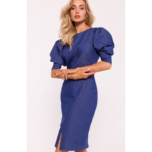 Moe sukienka z przeszyciami niebieska M803 ze sklepu intimiti.pl w kategorii Sukienki - zdjęcie 187895597