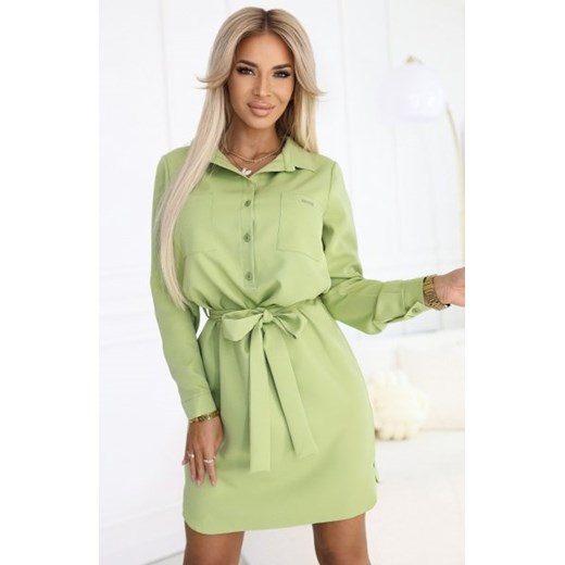 Numoco 284-3 CAMILLE koszulowa sukienka z kieszeniami i wiązaniem ze sklepu intimiti.pl w kategorii Sukienki - zdjęcie 187895827