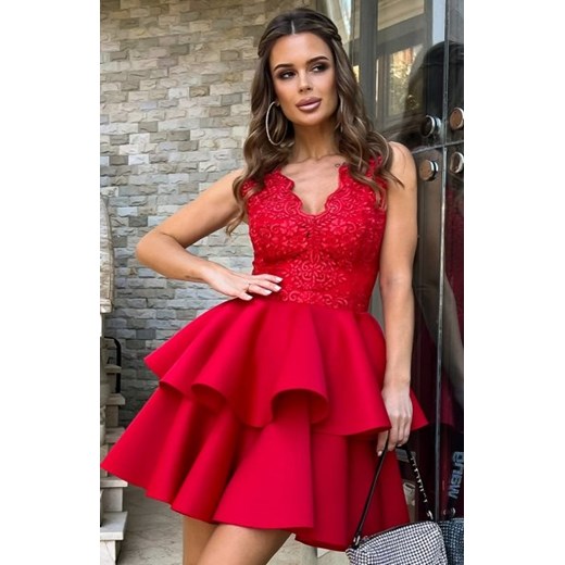 Rozkloszowana sukienka z pianką czerwona 2122-02 ze sklepu intimiti.pl w kategorii Sukienki - zdjęcie 187895938