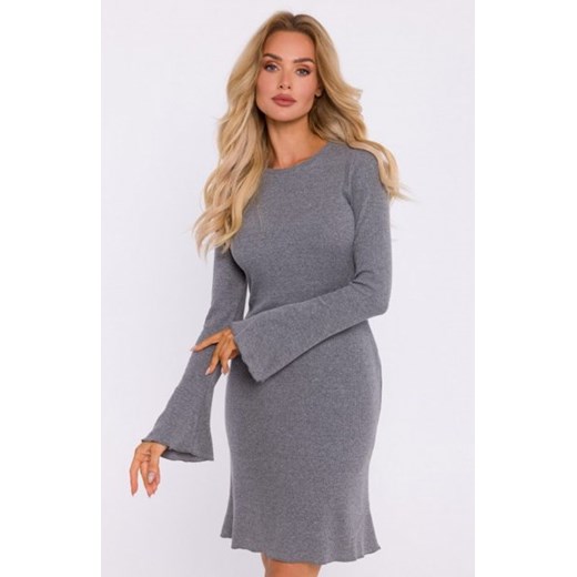 Moe sukienka z poszerzonymi rękawami szara M821 ze sklepu intimiti.pl w kategorii Sukienki - zdjęcie 187895987