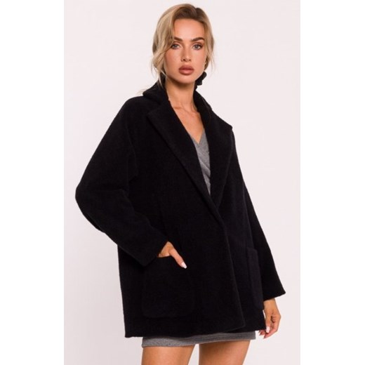 Moe krótki płaszcz z włosem czarny M808 ze sklepu intimiti.pl w kategorii Płaszcze damskie - zdjęcie 187896039