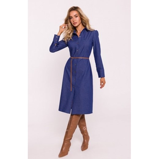 Moe sukienka o fasonie koszulowym niebieska M804 ze sklepu intimiti.pl w kategorii Sukienki - zdjęcie 187896199