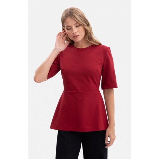 Bewear B305 bluzka dzianinowa z baskinką bordowa ze sklepu intimiti.pl w kategorii Bluzki damskie - zdjęcie 187896205