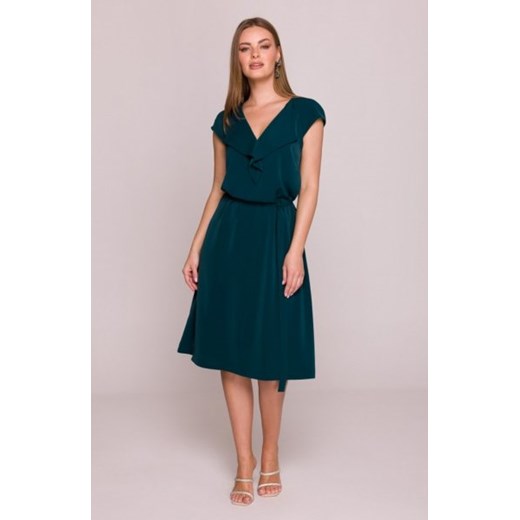 Stylove S411 sukienka z żabotem zielona ze sklepu intimiti.pl w kategorii Sukienki - zdjęcie 187896218