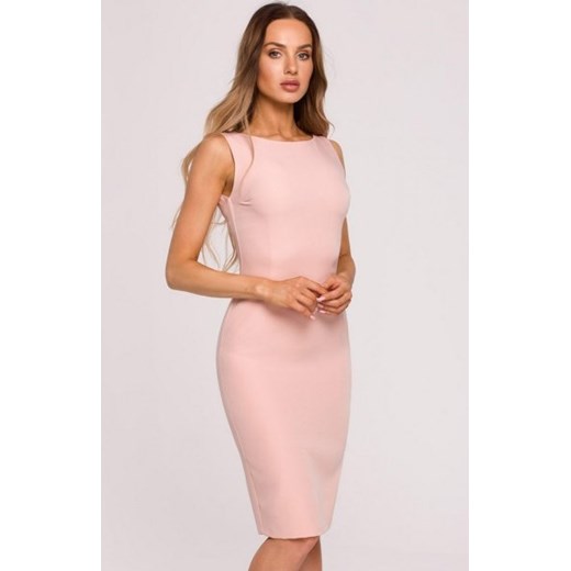 Elegancka ołówkowa sukienka pudrowa M667 ze sklepu intimiti.pl w kategorii Sukienki - zdjęcie 187896278