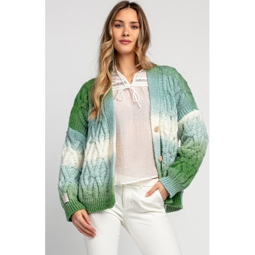 Fobya F1972 kardigan ombre multikolor zielony ze sklepu intimiti.pl w kategorii Swetry damskie - zdjęcie 187896296