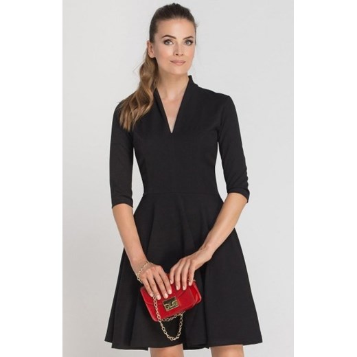 Sukienka rozkloszowana z dekoltem czarna SUK147 ze sklepu intimiti.pl w kategorii Sukienki - zdjęcie 187896407