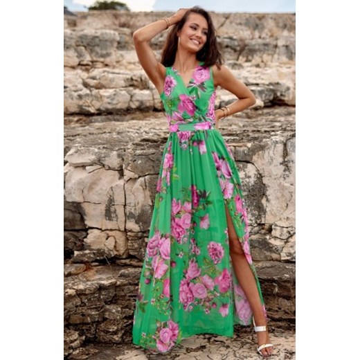 Elegancka długa sukienka w kwiaty 361/03D ze sklepu intimiti.pl w kategorii Sukienki - zdjęcie 187896409