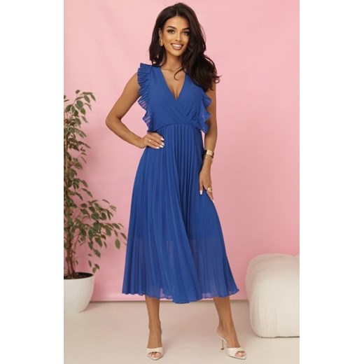 Numoco 315-8 EMILY plisowana sukienka z falbankami i dekoltem ze sklepu intimiti.pl w kategorii Sukienki - zdjęcie 187896467