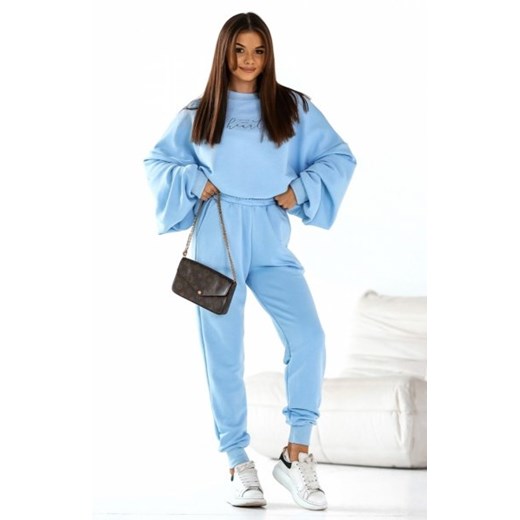 Dres Heart – oversizowa bluza i spodnie z szeroką gumą w pasie niebieski ze sklepu intimiti.pl w kategorii Dresy damskie - zdjęcie 187896499
