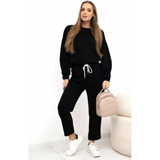 Komplet dresowy masełko bluza i spodnie czarny ze sklepu intimiti.pl w kategorii Dresy damskie - zdjęcie 187896556