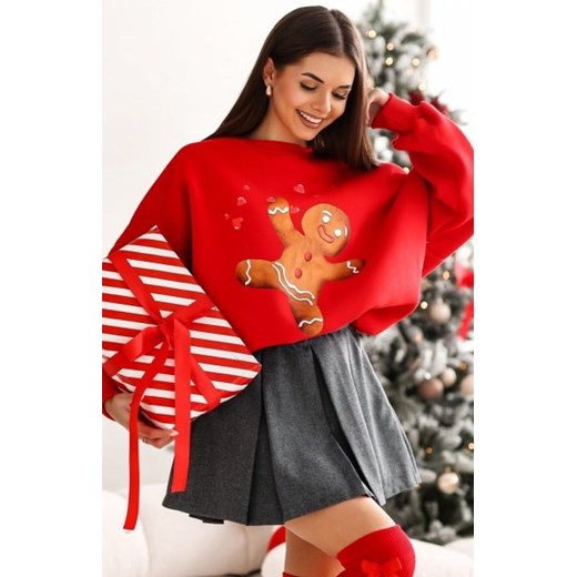 Bluza damska z nadrukiem Ciasteczka z bajki Shrek czerwona ze sklepu intimiti.pl w kategorii Bluzy damskie - zdjęcie 187896607