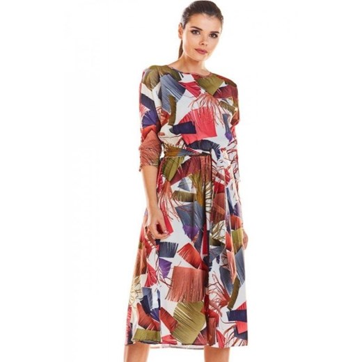 Sukienka wzorzysta ecru-różowy M192 ze sklepu intimiti.pl w kategorii Sukienki - zdjęcie 187896645