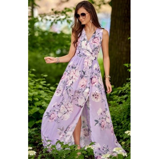 Szyfonowa długa sukienka letnia kolorowa 0209 R59 ze sklepu intimiti.pl w kategorii Sukienki - zdjęcie 187896846