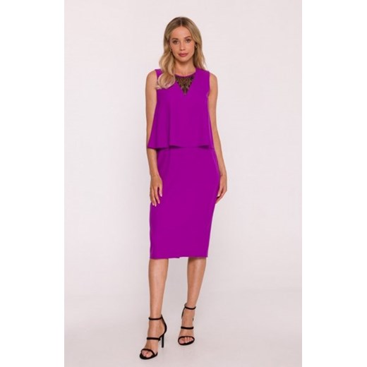 Stylove S422 sukienka ze wstawką z koronki lawendowa ze sklepu intimiti.pl w kategorii Sukienki - zdjęcie 187896868