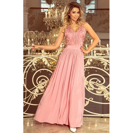 Numoco 215-3 LEA długa suknia bez rękawków z haftowanym dekoltem ze sklepu intimiti.pl w kategorii Sukienki - zdjęcie 187896947