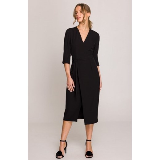 Stylove S396 sukienka z kopertowym dekoltem czarna ze sklepu intimiti.pl w kategorii Sukienki - zdjęcie 187896979