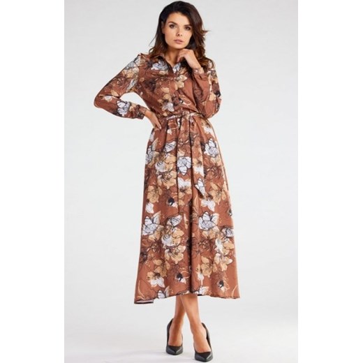 Awama sukienka maxi z nadrukiem A467 brown ze sklepu intimiti.pl w kategorii Sukienki - zdjęcie 187897508