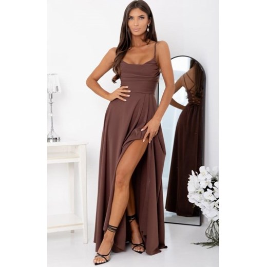Duet Valeria maxi sukienka z wiązaniem czekoladowa ze sklepu intimiti.pl w kategorii Sukienki - zdjęcie 187897716