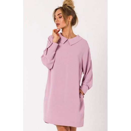 Moe M740 oversizowa sukienka z łańcuszkiem brudno różowa ze sklepu intimiti.pl w kategorii Sukienki - zdjęcie 187897795