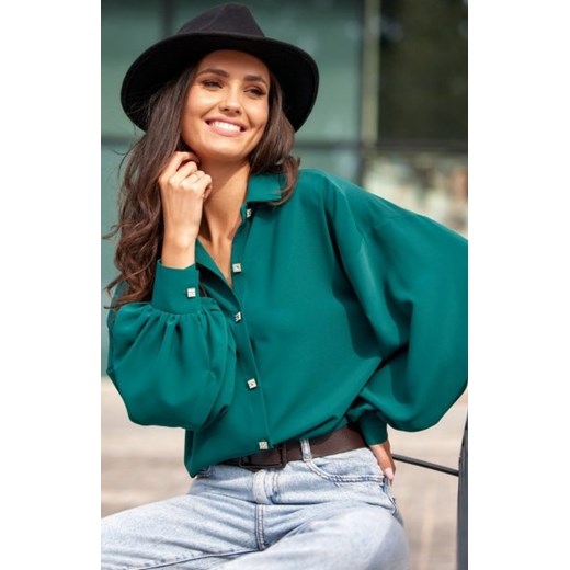 Swobodna koszula damska zielona 0150 ze sklepu intimiti.pl w kategorii Koszule damskie - zdjęcie 187897828