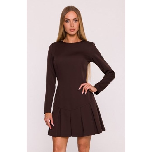 Moe sukienka z kontrafałdami brązowa M872 ze sklepu intimiti.pl w kategorii Sukienki - zdjęcie 187897866