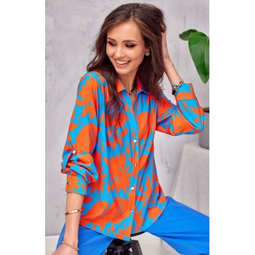 Elegancka koszula w kwiaty 0136/L35 ze sklepu intimiti.pl w kategorii Koszule damskie - zdjęcie 187897895
