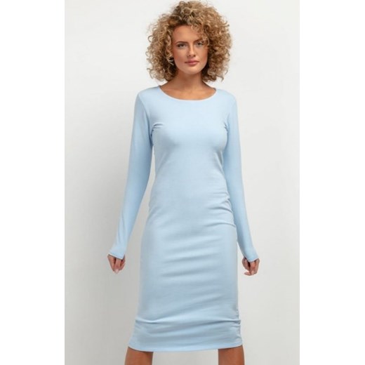 Tessita T377 dresowa sukienka midi błękitna ze sklepu intimiti.pl w kategorii Sukienki - zdjęcie 187898195