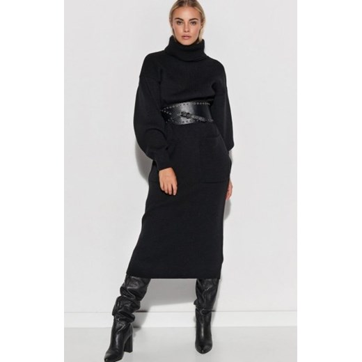 Dzianinowa długa sukienka z golfem czarna S105 ze sklepu intimiti.pl w kategorii Sukienki - zdjęcie 187898257