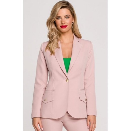 Makover K141 pudrowy żakiet damski ze sklepu intimiti.pl w kategorii Marynarki damskie - zdjęcie 187898707