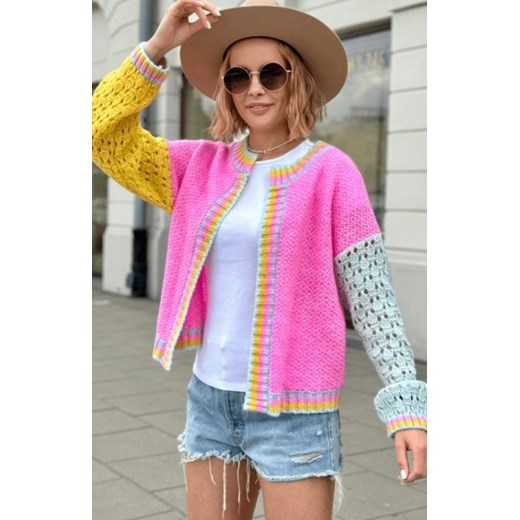 Krótki kardigan Alice baby róż-cytryna ze sklepu intimiti.pl w kategorii Swetry damskie - zdjęcie 187898957